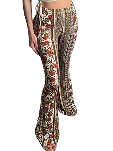 Minetom Hose Damen Boho Strandhose Hippie Blumen Schlaghose Weites Bein Palazzo Sommerhose High Waist Bootcut Freizeithose Schön Blumen Druck Caprihose Elastische Taille Yogahose C Khaki S Minetom Hose Damen Boho Strandhose Hippie Blumen Schlaghose Weites Bein Palazzo Sommerhose High Waist Bootcut Freizeithose Schön Blumen Druck Caprihose Elastische Taille Yogahose C Khaki S von Minetom