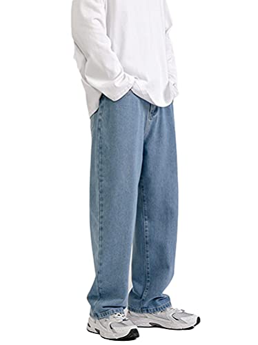 Minetom Hose Herren Jeans Denim Jeans Baggy Loose Fit Hose Jogginghose Cargohosen Streetwear für Männer Y4 Blau XL von Minetom