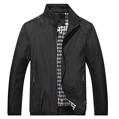 Minetom Jacke Herren Bomberjacke Langarm Übergangsjacke Leichte Fliegerjacke Stehkragen Pilotenjacke Herbst Frühling Business Blouson mit Taschen B Schwarz 5XL Minetom Jacke Herren Bomberjacke Langarm Übergangsjacke Leichte Fliegerjacke Stehkragen Pilotenjacke Herbst Frühling Business Blouson mit Taschen B Schwarz 5XL von Minetom