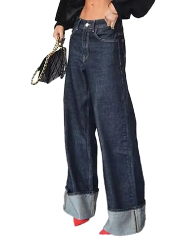 Minetom Jeans Damen Baggy Jeanshose Straight Vintage Denim Hose Breites Bein Lose Hosen Locker Streetwear Freizeithose mit Taschen C Blau L Minetom Jeans Damen Baggy Jeanshose Straight Vintage Denim Hose Breites Bein Lose Hosen Locker Streetwear Freizeithose mit Taschen C Blau L von Minetom