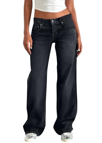 Minetom Jeanshose Damen Boyfriend Jeans Mit Weitem Bein Y2K Baggy Denim Hose Niedrige Leibhöhe Lockere Cargo Jeans Streetwear Hose B Dunkelgrau M Minetom Jeanshose Damen Boyfriend Jeans Mit Weitem Bein Y2K Baggy Denim Hose Niedrige Leibhöhe Lockere Cargo Jeans Streetwear Hose B Dunkelgrau M von Minetom