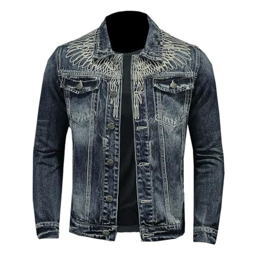 Minetom Jeansjacke Für Herren Vintage Jacket Denim Revers Knöpfe Jeansmantel Slim Fit Biker Style Cowboy Motorradjacke Trucker Jacke A Grau Blau M Minetom Jeansjacke Für Herren Vintage Jacket Denim Revers Knöpfe Jeansmantel Slim Fit Biker Style Cowboy Motorradjacke Trucker Jacke A Grau Blau M von Minetom