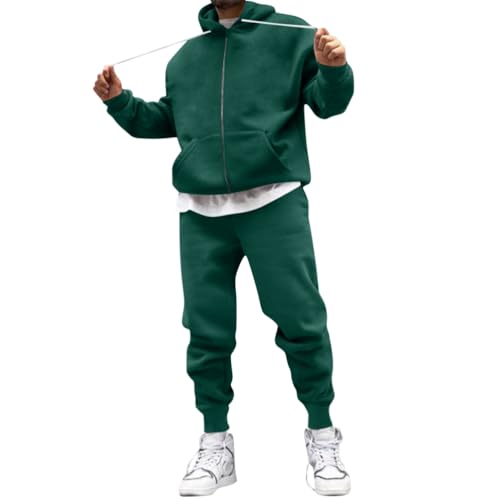 Minetom Jogginganzug Herren 2-Teilig Tracksuit Hoodie Mit Reißverschluss Und Sporthose Streetwear Style Fashion Trainingsanzug Sportanzug Hausanzug A Grün XL von Minetom