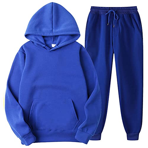 Minetom Jogginganzug Herren Trainingsanzug Sweatshirt Und Trainingshose Joggingsuit Aus Baumwolle Einfarbig Freizeitanzug Herbst Und Winter Hausanzug A Blau S von Minetom