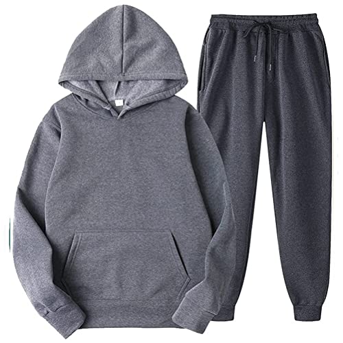 Minetom Jogginganzug Herren Trainingsanzug Sweatshirt Und Trainingshose Joggingsuit Aus Baumwolle Einfarbig Freizeitanzug Herbst Und Winter Hausanzug A Dunkelgrau S von Minetom