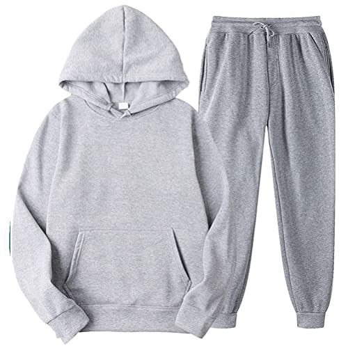 Minetom Jogginganzug Herren Trainingsanzug Sweatshirt Und Trainingshose Joggingsuit Aus Baumwolle Einfarbig Freizeitanzug Herbst Und Winter Hausanzug A Grau 3XL von Minetom