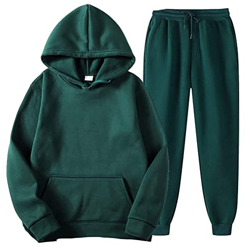 Minetom Jogginganzug Herren Trainingsanzug Sweatshirt Und Trainingshose Joggingsuit Aus Baumwolle Einfarbig Freizeitanzug Herbst Und Winter Hausanzug A Grün M von Minetom