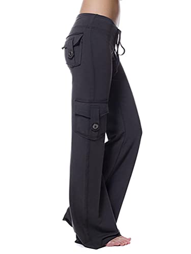 Minetom Jogginghose Damen Yoga Hose Mit Taschen Kordelzug Sporthose Frauen Sweatpants Elastischer Bund Freizeithose B Schwarz L von Minetom