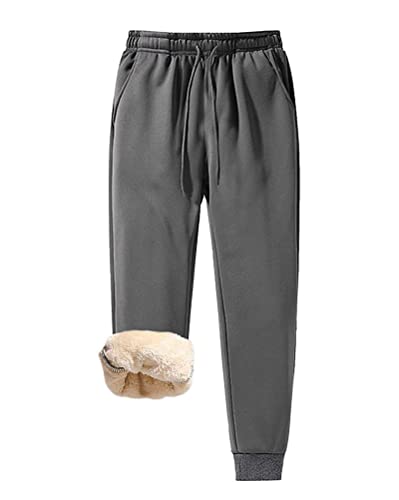Minetom Jogginghose Herren Winter Fleece Gefüttert Warme Trainingshose Fleece Plüsch Gefüttert Hose Sporthose Winterhose D Grau XL von Minetom