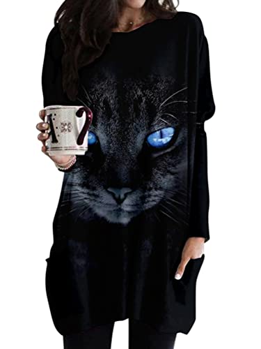 Minetom Langarmshirt Damen V-Ausschnitt Druck Lose Langarm Oberteile Oversize Lang Sweatshirt Tops Asymmetrisch Saum Jumper Pullover Mit Taschen K Schwarz 08 M Minetom Langarmshirt Damen V-Ausschnitt Druck Lose Langarm Oberteile Oversize Lang Sweatshirt Tops Asymmetrisch Saum Jumper Pullover Mit Taschen K Schwarz 08 M von Minetom