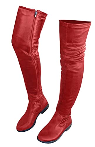 Minetom Langschaft Stiefel Damen PU Overknee Stiefel Schlupf Winterstiefel Reißverschluß Boots Blockabsatz Gefüttert Winter Herbst C Rot Plus Samt 42 EU Minetom Langschaft Stiefel Damen PU Overknee Stiefel Schlupf Winterstiefel Reißverschluß Boots Blockabsatz Gefüttert Winter Herbst C Rot Plus Samt 42 EU von Minetom