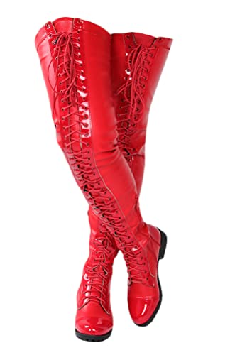 Minetom Langschaft Stiefel Damen PU Overknee Stiefel Schlupf Winterstiefel Reißverschluß Boots Blockabsatz Gefüttert Winter Herbst E Rot 39 EU Minetom Langschaft Stiefel Damen PU Overknee Stiefel Schlupf Winterstiefel Reißverschluß Boots Blockabsatz Gefüttert Winter Herbst E Rot 39 EU von Minetom