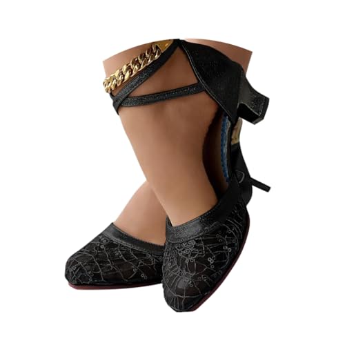 Minetom Latein Tanzschuhe Für Damen Pailletten Professionelle Ballsaal Party Salsa Tanzübung Geschlossen Performance Schuhe Abend Pumps B Schwarz 3.5 cm 37 EU von Minetom