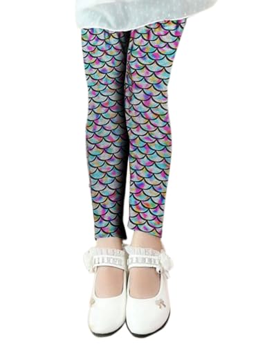 Minetom Mädchen Fischschuppe Leggings Hose Elastisch Tanzhose Sporthose Kinder Lange Hosen Druck Strumpfhose Freizeithose A Mehrfarbig 120 von Minetom