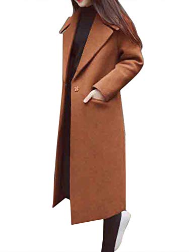 Minetom Mantel für Damen Lang Wollmantel Trenchcoat Elegant Warm Parka Jacke Blazermantel mit Reverskragen Taschen Wintermantel C Orange 42 von Minetom