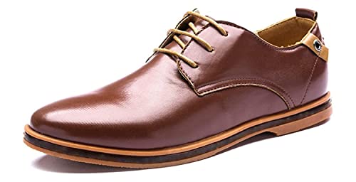 Minetom Neu Cool Herren Casual Britisch Stil Gummisohle Stiefel Business Schuhe Leder Oxfords Plus Größen Schnürhalbschuhe Braun EU 39 von Minetom