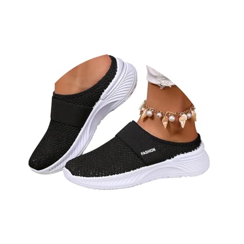 Minetom Orthopädische Hausschuhe Damen Clogs Pantoletten Air Cushion Freizeit Atmungsaktiv Sandals Gesundheitsschuhe Slip on Walkingschuhe Mesh Sandalen Schuhe A Schwarz 43 EU von Minetom