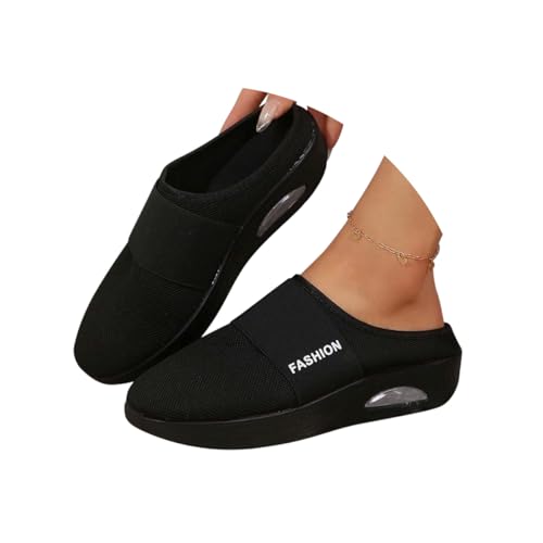 Minetom Orthopädische Hausschuhe Damen Clogs Pantoletten Air Cushion Freizeit Atmungsaktiv Sandals Gesundheitsschuhe Slip on Walkingschuhe Mesh Sandalen Schuhe B Schwarz 43 EU von Minetom
