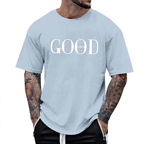 Minetom Oversized Tshirt Herren Rundhals Kurzarm Lose Sommer Oberteile Mode T-Shirt mit Los Angeles California Grafik Vintage Drucken Streetwear Sport Casual Lang Tops C Blau XL von Minetom