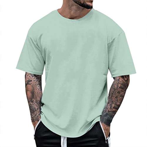 Minetom Oversized Tshirt Herren Rundhals Kurzarm Oberteil Weit Geschnittenes Longshirt Basic Vintage Clothes Gym T-Shirt Herren Oversize Fit Sweatshirt Top Locker Sommer Outfit A Grün XL von Minetom