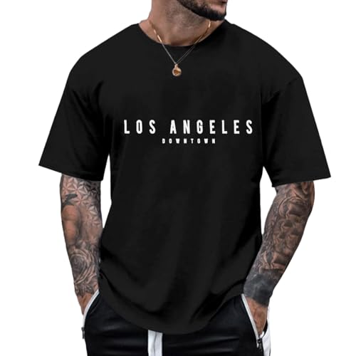 Minetom Oversized Tshirt Herren Rundhals Kurzarm Oberteil Weit Geschnittenes Longshirt Basic Vintage Clothes Gym T-Shirt Herren Oversize Fit Sweatshirt Top Locker Sommer Outfit B Schwarz XXL von Minetom