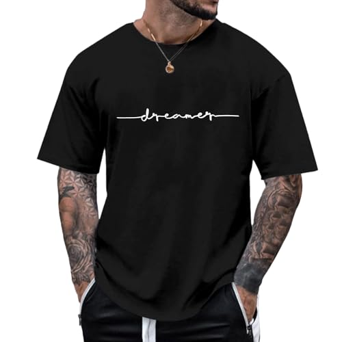 Minetom Oversized Tshirt Herren Rundhals Kurzarm Oberteil Weit Geschnittenes Longshirt Basic Vintage Clothes Gym T-Shirt Herren Oversize Fit Sweatshirt Top Locker Sommer Outfit C Schwarz XL von Minetom