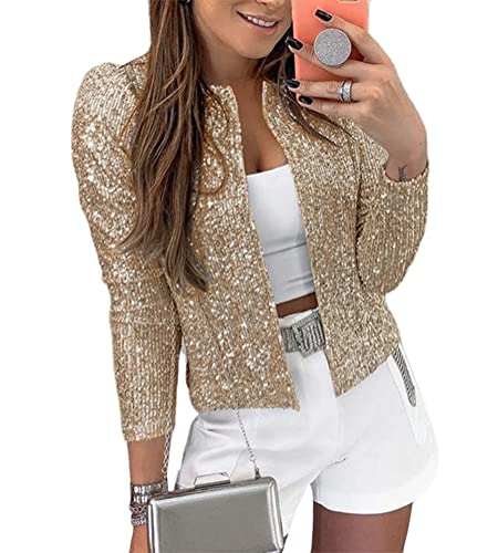 Minetom Pailletten Blazer Damen Pailletten Schimmer Jacke Lässig Langarm Glitzer Party Glänzend Kurz Mantel Rave Oberbekleidung Mantel Outfits Clubwear A Gold M Minetom Pailletten Blazer Damen Pailletten Schimmer Jacke Lässig Langarm Glitzer Party Glänzend Kurz Mantel Rave Oberbekleidung Mantel Outfits Clubwear A Gold M von Minetom