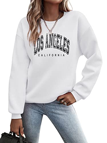 Minetom Pullover Damen Sweatshirt Briefe Drucken Langarm Rundhals Pulli Herbst Winter Frauen Buchstaben Druck Locker Casual Oberteil Sport Streetwear Sweatshirts ohne Kapuze Bluse Tops B Blau XS von Minetom