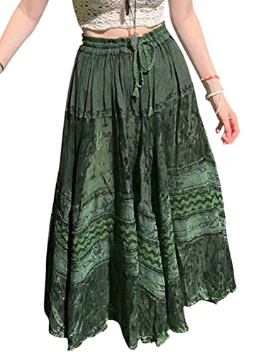 Minetom Rock Damen Y2K Rock Lang Sommer Elastische Taille Vintage Blumendruck Blume Plisseerock Goth Röcke Midi Rock Strand Rock A Grün M Minetom Rock Damen Y2K Rock Lang Sommer Elastische Taille Vintage Blumendruck Blume Plisseerock Goth Röcke Midi Rock Strand Rock A Grün M von Minetom
