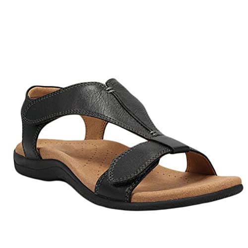 Minetom Sandalen Damen Flache Strandsandalen Klettverschluss Sommer Sandalen Mit Weiche Fußbett Vintage Leicht Freizeit Schuhe A Schwarz 39 EU Minetom Sandalen Damen Flache Strandsandalen Klettverschluss Sommer Sandalen Mit Weiche Fußbett Vintage Leicht Freizeit Schuhe A Schwarz 39 EU von Minetom