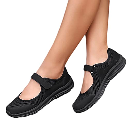 Minetom Sandalen Damen Freizeitschuhe Keilabsatz Leicht Walking Schuhe Plateau Turnschuhe Mesh Fitness Sneaker Laufschuhe Sommer Atmungsaktiv C Schwarz 40 EU von Minetom