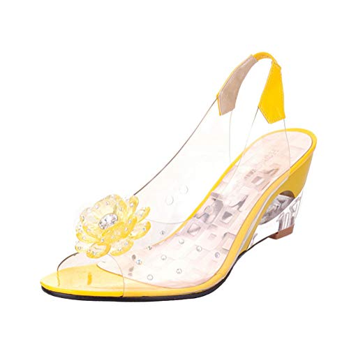 Minetom Sandalen Damen Sommer Keilabsatz Strand Peep Toe Gummi Durchsichtige Sommerschuhe Outdoor Sandaletten Frauen Blume Schuhe Gelb 42 EU Minetom Sandalen Damen Sommer Keilabsatz Strand Peep Toe Gummi Durchsichtige Sommerschuhe Outdoor Sandaletten Frauen Blume Schuhe Gelb 42 EU von Minetom