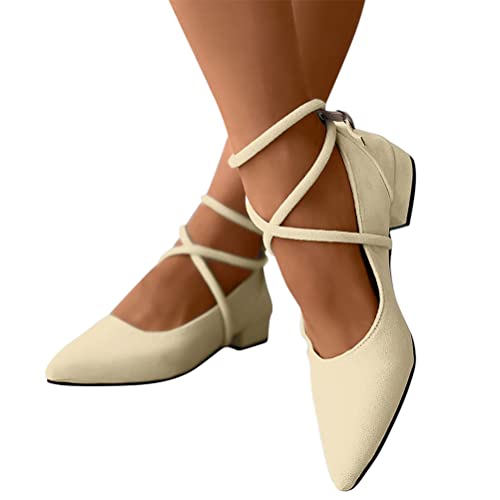 Minetom Sandalen Damen Sommer Wildleder Spitz Party Basic Sandalen Blockabsatz High Heels Pumps Sommerschuhe Vintage Sandalen Schnalle Abendschuhe B Aprikose 39 EU von Minetom