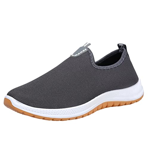 Minetom Slip On Sneakers Herren Mesh Turnschuhe Sportschuhe Fitness Freizeitschuhe Atmungsaktiv Leichtgewichts Joggingschuhe Straßenlaufschuhe Bequem Laufschuhe Outdoor Walkingschuhe A Grau 39 EU von Minetom