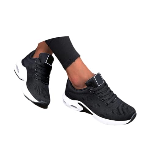 Minetom Sneaker Damen Mesh Walkingschuhe Laufschuhe Turnschuhe Sportschuhe Running Tennis Straßenlaufschuhe Leichtgewichts Atmungsaktiv Outdoor Fitness Jogging Schuhe B1 Schwarz 40 EU von Minetom