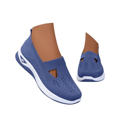 Minetom Sneaker Damen Vermascht Sommer Leicht Walkingschuhe Turnschuhe Atmungsaktive Lässige Komfort Laufschuhe Breite Fuß Orthopädische Trainer Bequeme Outdoor Sportschuhe A Blau 38 EU von Minetom