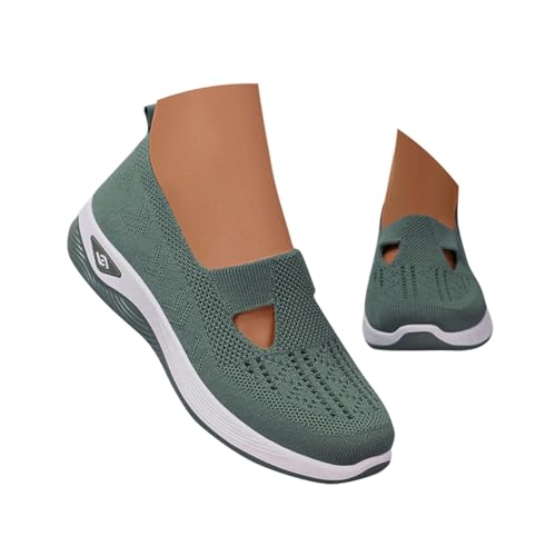 Minetom Sneaker Damen Vermascht Sommer Leicht Walkingschuhe Turnschuhe Atmungsaktive Lässige Komfort Laufschuhe Breite Fuß Orthopädische Trainer Bequeme Outdoor Sportschuhe A Grün 39 EU von Minetom