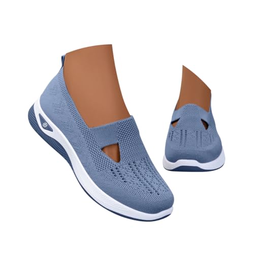 Minetom Sneaker Damen Vermascht Sommer Leicht Walkingschuhe Turnschuhe Atmungsaktive Lässige Komfort Laufschuhe Breite Fuß Orthopädische Trainer Bequeme Outdoor Sportschuhe B Blau 39 EU von Minetom
