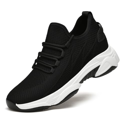 Minetom Sneaker Herren Elevate Schuhe Unsichtbare 4-10 cm Sportschuhe Laufschuhe Mesh Turnschuhe Tennis Fitness Jogging Walkingschuhe Atmungsaktiv Freizeit Schwarz 8CM 42 EU von Minetom