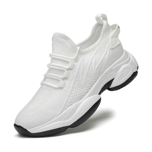 Minetom Sneaker Herren Elevate Schuhe Unsichtbare 4-10 cm Sportschuhe Laufschuhe Mesh Turnschuhe Tennis Fitness Jogging Walkingschuhe Atmungsaktiv Freizeit Weiß 6CM 41 EU von Minetom