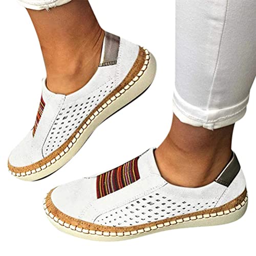 Minetom Sneakers Damen Lässige Flache Einzelschuhe Übergrößen Low Mesh Sneaker Atmungsaktiv Turnschuhe Fitness Gym Outdoor Sportschuhe Laufschuhe Schuhe Mit Katzen Print Sommerschuhe B Weiß 39 EU von Minetom