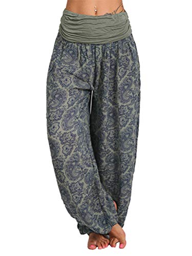Minetom Sommerhose Damen Hose Haremshose Pumphose Aladinhose Einheitsgröße Haremshose Mit Blumenmuster Freizeithose Yogahosen Armee Grün 4XL Minetom Sommerhose Damen Hose Haremshose Pumphose Aladinhose Einheitsgröße Haremshose Mit Blumenmuster Freizeithose Yogahosen Armee Grün 4XL von Minetom