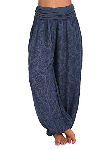 Minetom Sommerhose Damen Hose Haremshose Pumphose Aladinhose Einheitsgröße Haremshose Mit Blumenmuster Freizeithose Yogahosen Dunkelblau 4XL Minetom Sommerhose Damen Hose Haremshose Pumphose Aladinhose Einheitsgröße Haremshose Mit Blumenmuster Freizeithose Yogahosen Dunkelblau 4XL von Minetom