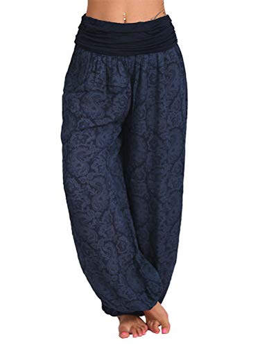 Minetom Sommerhose Damen Hose Haremshose Pumphose Aladinhose Einheitsgröße Haremshose Mit Blumenmuster Freizeithose Yogahosen Marine 4XL Minetom Sommerhose Damen Hose Haremshose Pumphose Aladinhose Einheitsgröße Haremshose Mit Blumenmuster Freizeithose Yogahosen Marine 4XL von Minetom