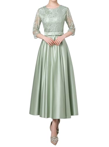 Minetom Spitzenkleid Damen Abendkleider Elegant Hochzeit Festliche Kleid Rundhals 3/4 Ärmel A-Linie Brautjungfernkleid Partykleid Ballkleid Lang Cocktailkleid A Hellgrün XL Minetom Spitzenkleid Damen Abendkleider Elegant Hochzeit Festliche Kleid Rundhals 3/4 Ärmel A-Linie Brautjungfernkleid Partykleid Ballkleid Lang Cocktailkleid A Hellgrün XL von Minetom