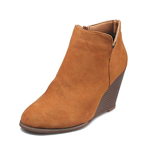 Minetom Stiefel Und Stiefeletten Damen Stiefeletten Chelsea Boots Mit Keilabsatz Profilsohle Plateau Schuhe Komfortable Casual Reißverschluss Schnürsenkel Stiefel A Braun 41 EU von Minetom