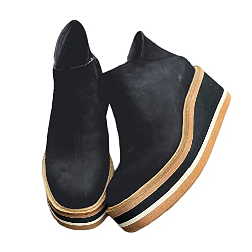 Minetom Stiefeletten Damen Keilabsatz Kurze Stiefel Frauen Ankle Boots Bootie Herbst Winter Reißverschluss Stiefelette Knöchel Schuhe Damenstiefel B Schwarz 36 EU Minetom Stiefeletten Damen Keilabsatz Kurze Stiefel Frauen Ankle Boots Bootie Herbst Winter Reißverschluss Stiefelette Knöchel Schuhe Damenstiefel B Schwarz 36 EU von Minetom