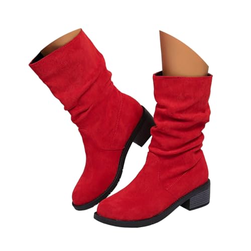 Minetom Stiefeletten Damen Klassisch Winterstiefel Warm Wildleder Halbstiefel Spitz Schlupfstiefel Halbhohe Übergangsstiefel Blockabsatz Boots A Rot 38 EU Minetom Stiefeletten Damen Klassisch Winterstiefel Warm Wildleder Halbstiefel Spitz Schlupfstiefel Halbhohe Übergangsstiefel Blockabsatz Boots A Rot 38 EU von Minetom