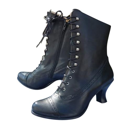 Minetom Stiefeletten Damen Vintage Viktorianische Stiefel Mit Absatz Schnüren Gothic Renaissance Mittelalter Schuhe A Schwarz 42 EU Minetom Stiefeletten Damen Vintage Viktorianische Stiefel Mit Absatz Schnüren Gothic Renaissance Mittelalter Schuhe A Schwarz 42 EU von Minetom