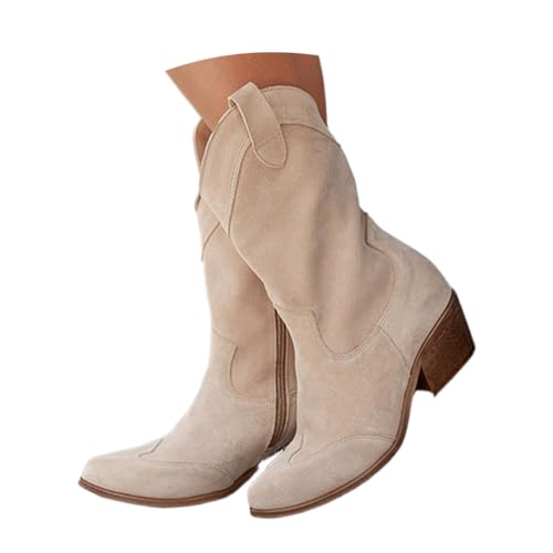 Minetom Stiefeletten Damen Wildleder Cowboystiefel Halbstiefel Schlupfschuhe Niederung Stiefel Kurzstiefel Übergangsstiefel Blockabsatz Ankle Boots Halbhoch Damenstiefel C Aprikose 38 EU Minetom Stiefeletten Damen Wildleder Cowboystiefel Halbstiefel Schlupfschuhe Niederung Stiefel Kurzstiefel Übergangsstiefel Blockabsatz Ankle Boots Halbhoch Damenstiefel C Aprikose 38 EU von Minetom